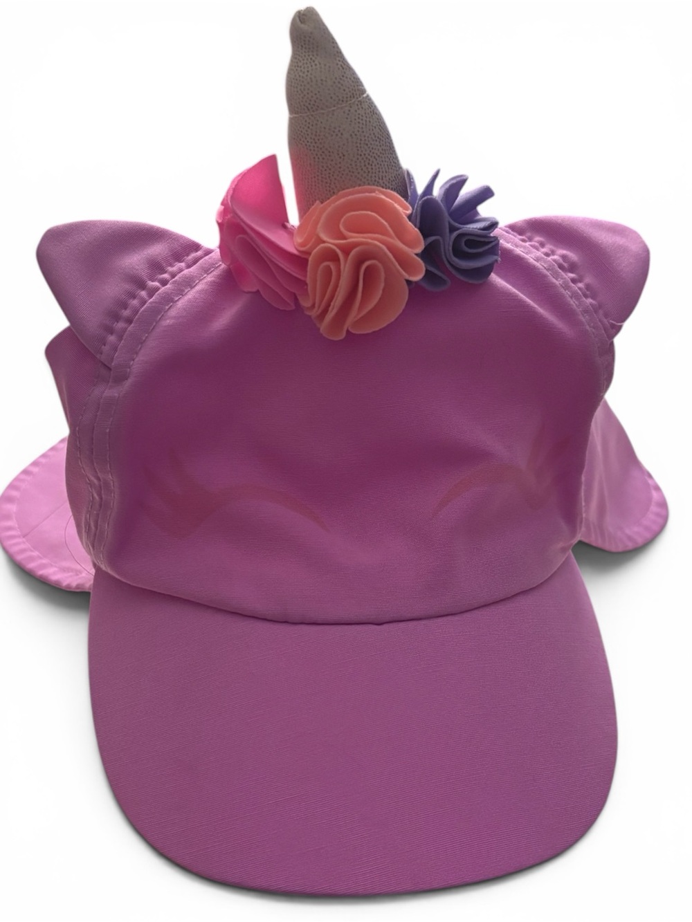 Girls' Pink Unicorn Sun Hat with Floral Horn
